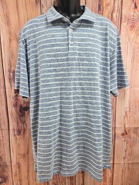 Peter Millar Blue & White Striped Polo Shirt XXL